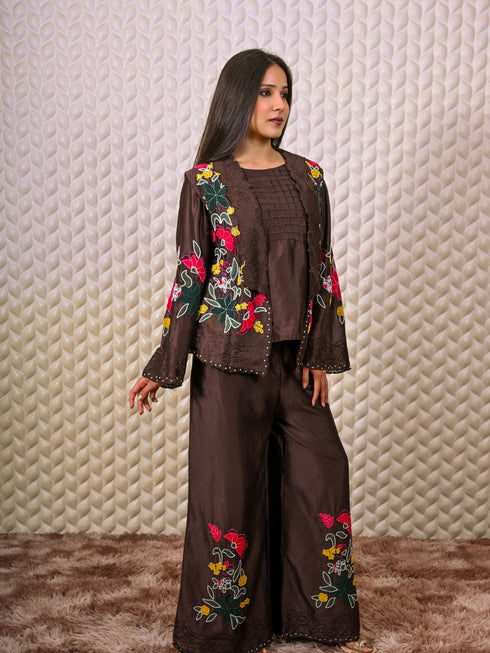 Brown Kurti with Cut & Thread Work